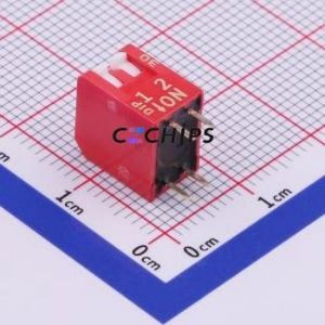 NDP-02V DIP Switch Through hole Component (THT) Switch ( Number of Switch Sections: 2 )( Lead Spacing: 2.54mm )( Color: Red ) - Product Image 1