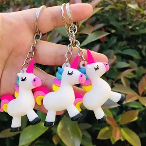 צבעוני מתוק unicorn keychain אביזרי גומי Keychain לנשים תכשיט מפתח שרשרות טבעת רכב תיק תלוי קסם