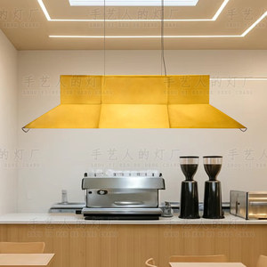 Luminaire suspendu LED rectangulaire doré pour restaurant, bar, salon de thé, style Wabi Sabi - Product Image 3