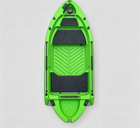 Kayak de pêche rigide en HDPE rotomoulé pour 2 personnes, petit bateau de pêche en plastique avec moteur hors-bord et auvent.