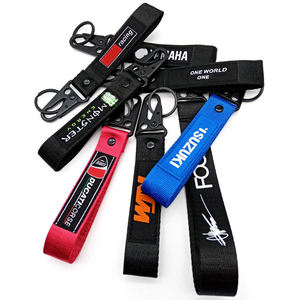 Custom Motorcycle Key Lanyard with Short Wrist Lanyard Eagle Buckle Label Nylon Material Keychain with Custom Logo