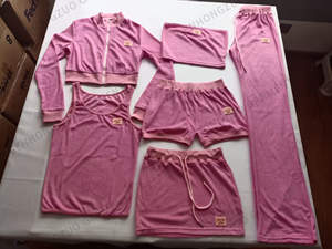 कस्टम ग्रीष्मकालीन महिलाओं के कपड़े y2k कपड़े की छोटी आस्तीन वाली शॉर्ट्स ट्यूब पैंट लाउंज महिलाओं 2 टुकड़ा सेट - Product Image 2