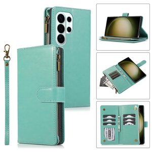 Étui portefeuille en cuir avec 9 emplacements pour cartes pour Galaxy S26, pour <span class=keywords><strong>Samsung</strong></span> A37/A57/A56/A55, style fermeture éclair, emplacement pour cartes - Product Image 1