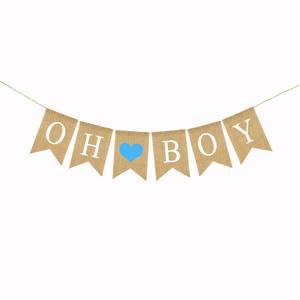 Oh Baby Linen Banner Pull Flag Oh Baby Suministros para fiestas de cumpleaños Baby Shower Party Decoraciones - Product Image 3