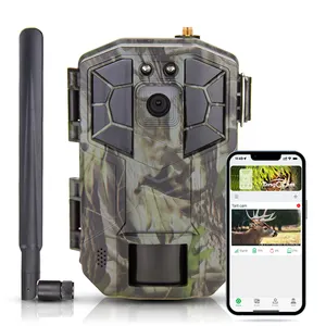 Cámara de rastreo celular inalámbrica 4G LTE con aplicación para caza de ciervos y videos en cualquier teléfono Verizon, AT&T, Game Trail Camera 4G