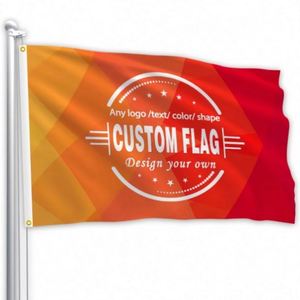 Banderas Personalizadas al por Mayor de Fábrica, 100D Poliéster, Buena Calidad, Cualquier Logotipo, Cualquier Tamaño, Cualquier Diseño, Color Naranja - Product Image 2