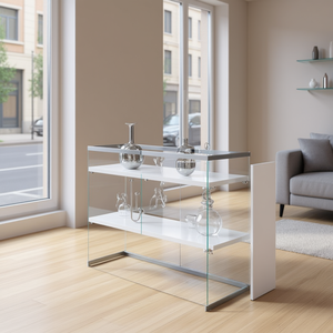 Vitrinas Modulares de Doble Cara, Composición Central 203x80x H 100, Mueble de Salón Blanco Brillante - Product Image 3