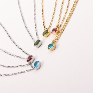Collier en acier inoxydable à prix de gros, colliers en zircon, bijoux pour femmes - Product Image 1