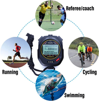 Stopwatch Digital Timer Saklar On/Off Timer Tembak Genggam Tali Penggantung Tahan Air Bahan PP Hitam Putih 10-120 Putaran Tombol Memori