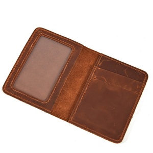 Boshiho Crazy Horse Handmade Genuine Leather Men's Bifold <b>Wallet</b> Open Closure Customizable Logo Vintage ID Credit Card <b>Holder</b> - Product Image 1