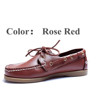 Chaussures bateau unisexes vintage à lacets, mocassins respirants en cuir véritable, chaussures de pont décontractées pour hommes et femmes - Product Image 1