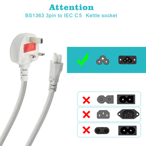 British Standard 10A 250V HO5VV-F C5 Mickey <b>Mouse</b> Power Supply Cord <b>for</b> Adapter - Product Image 3