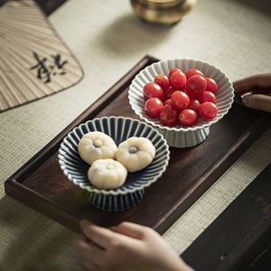 Assiette à thé et à fruits de style chinois à pieds hauts, plat à collation domestique, assiette à dessert simple pour salon, plateau bouddhiste à pieds hauts - Product Image 3