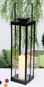 Vente en gros de haute qualité noir verre métal extérieur lanterne solaire lumière LED batterie panneau solaire pour la maison jardin décoration jardin - Product Image 6