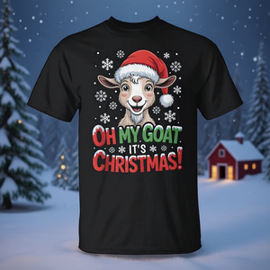 Camiseta con diseño navideño de animales de granja de dibujos animados, con la frase 'Oh My Goat It's Christmas' - Product Image 3