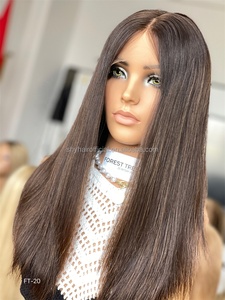 100% cabello humano europeo suizo HD encaje superior nudos invisibles Color marrón único sedoso recto ortodoxo judío Kosher mujeres pelucas - Product Image 3