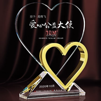 ADL Trophée de Coeur en Verre Cristal K9 de Haute Qualité Imprimé UV Trophées de Récompense en Gros d'Usine pour Cadeau de Philanthrope Fabriqué en Chine