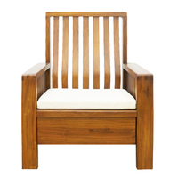 Fauteuil de salon individuel moderne et confortable en teck durable avec rangement intégré, idéal pour l'intérieur et l'extérieur
