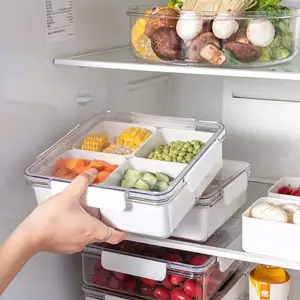 여름 뜨거운 판매 분할 식품 저장 용기 흰색 채소 트레이 스택 냉장고 주최자 쓰레기통