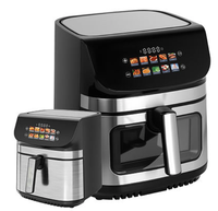 Friteuse à air numérique GIAYOL sans huile 6L/8L 1800W avec écran couleur, en acier inoxydable, revêtement antiadhésif PTFE, contrôlée par application, pour usage domestique