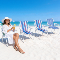 Chaise de camping pliable compacte et légère à rayures colorées, chaise d'extérieur portable à ouverture rapide pour le camping, la plage, la terrasse, la pelouse