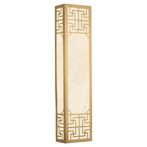 Applique murale extérieure de style chinois tout en cuivre, nouvelle applique murale de fond effet marbre pour salon, chambre, villa, cour, chevet - Product Image 2