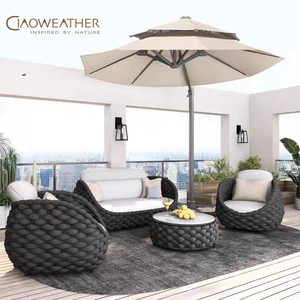 Ensemble de meubles de patio <span class=keywords><strong>d</strong></span>'extérieur avec coussin imperméable, cadre en aluminium résistant à l'usure, canapé de jardin <span class=keywords><strong>rond</strong></span> moderne pour hôtel et villa - Product Image 3