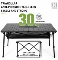 Table pliante en alliage d'aluminium pour le camping et les pique-niques en plein air, table enroulable réglable