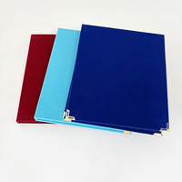 Plaque de velours bleu rouge turquoise Plaque de certificat de velours pliable avec plaque d'argent MH-J0797