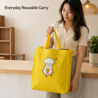 Sac fourre-tout personnalisé en non-tissé, imprimé avec un motif de poulet jaune, avec poignées, pour les courses au supermarché