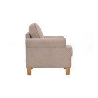 Canapé 1 place en tissu beige confortable IMPALA, fauteuil minimaliste avec cadre en bois massif, dossier rembourré, accoudoirs roulés, durable pour le salon