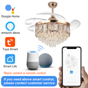 Y316 <span class=keywords><strong>Ventilateur</strong></span> de <span class=keywords><strong>Plafond</strong></span> et Luminaire Moderne Réversible en Cristal LED Dimmable, <span class=keywords><strong>Ventilateur</strong></span> Rétractable en Cristal K9 avec Télécommande - Product Image 5