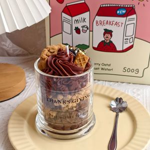 2026 Trending Products Handmade Novelty Mini Cute Art Soy Wax Scented Glass Lemon Strawberry Food Mousse Cupcake Dessert <b>Candles</b> - Product Image 6