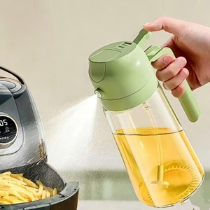 Pulvérisateur d'huile en verre 2-en-1 à double pulvérisation 470 ml, anti-goutte, gadgets multifonctionnels <span class=keywords><strong>pour</strong></span> la cuisine domestique, ouverture et fermeture automatiques <span class=keywords><strong>pour</strong></span> la cuisson - Product Image 3