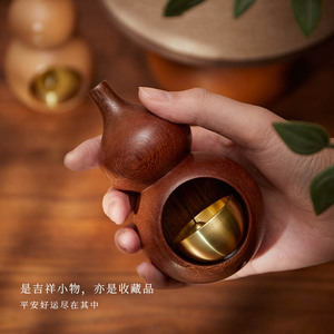 Timbre de madera maciza con forma de calabaza y campana de latón, estilo japonés, fácil instalación - Product Image 2