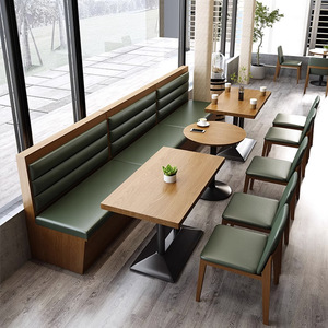 Ensemble de table, chaise, canapé et banquette de style moderne pour hôtel, café, restaurant, en bois massif, usage commercial, facile à nettoyer - Product Image 5
