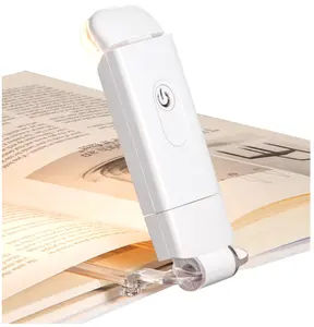 밝기 조절 가능한 LED 클립 휴대용 책갈피 조명 침대에서 독서 USB 충전식 책 조명 눈 보호