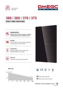 DMEGC 370W Bifacial PERC 120-Cell Paneles solares de grado A de media celda Nivel 1 Sistema renovable Garantía de 30 años - Product Image 5