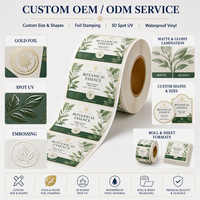 Étiquette de bouteille personnalisée en feuille d'or, gaufrage 3D UV sélectif, autocollant en vinyle imperméable auto-adhésif en rouleau pour emballage cosmétique