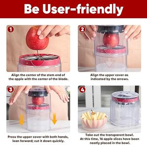 Trancheuse à pommes 16 tranches Ultra <span class=keywords><strong>Safety</strong></span> & Heavy-Duty Coupe-pommes en acier inoxydable Grand carottier à pommes avec bol transparent - Product Image 3