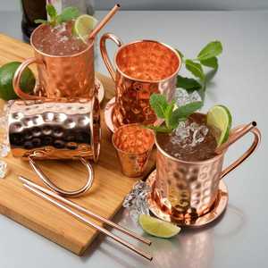 Ensemble de tasses à mule martelées classiques de Moscou 100% tasses en cuivre pur sans danger pour les aliments pour Bar Home Vodka Tequila Whisky - Product Image 4