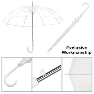 Best Price China Manufacturer Modern Fiberglass <b>Frame</b> Transparent Fully-Automatic Straight Umbrella <b>Plastic</b> Curved Handle 190T - Product Image 2