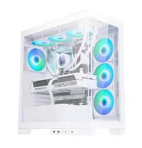 in Stock Mid Tower ATX Aluminum Alloy Desktop Tower Case for Gaming Computer Tempered Glass Side Door USB Audio Front Ports