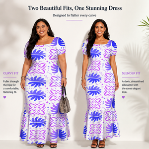 Abito Elegante da Donna Taglie Forti a Maniche Corte, Stile Polinesiano Esotico Tropicale, Su Misura, per Uso Quotidiano, Collezione 2026 - Disponibilità Fornitore - Product Image 3