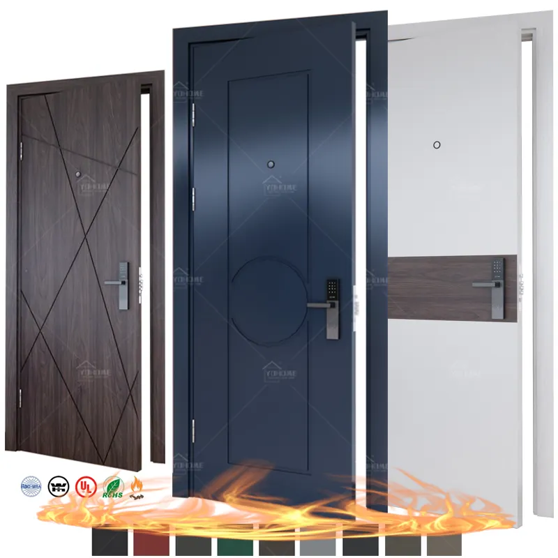 अमेरिकी मानक फायर प्रोअर लकड़ी के दरवाजे यूएलसी बीएस एन डब्ल्यूएच अनुमोदित आंतरिक फ्लश दरवाजा प्लाईवुड होटल ध्वनिरोधी लकड़ी के दरवाजे