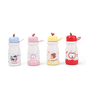 Mug isotherme à double paroi en acier inoxydable 304 avec corde en silicone, motif pomme de dessin animé mignon, 350/500 ml, vente en gros - Product Image 2