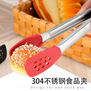 AKL Stainless Steel Silicone Tongs 304 Long Handle Heat Resistant Food <b>Clips</b> For BBQ Grilling Steak Serving - Product Image 3