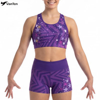 Vêtements de gymnastique en spandex de haute qualité avec logo personnalisé pour filles et enfants, justaucorps de gymnastique à sublimation intégrale, ensemble d'entraînement de gymnastique