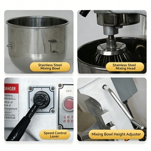Mélangeur planétaire électrique 20L/4kg <span class=keywords><strong>à</strong></span> entraînement par courroie pour boulangerie, idéal pour mélanger lait, garnitures aux œufs, beurre, pâte <span class=keywords><strong>à</strong></span> croissant et gâteaux - Product Image 3