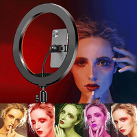 MJ33 Anneau lumineux RGB de 13 pouces pour la beauté, la vidéo, le studio photo, le selfie, lampe annulaire RGB LED avec trépied et télécommande